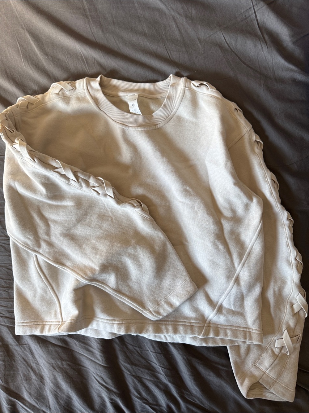 lululemon athletica Cream Braided-Sleeve Sweatshirt